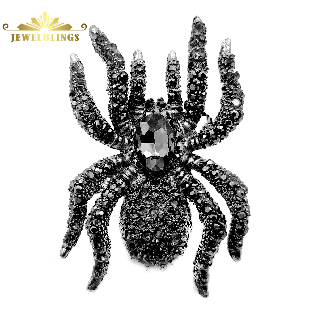 Vintage Fashion Bug - Vintage Verklaring 10-Legged Grote Black Crystal