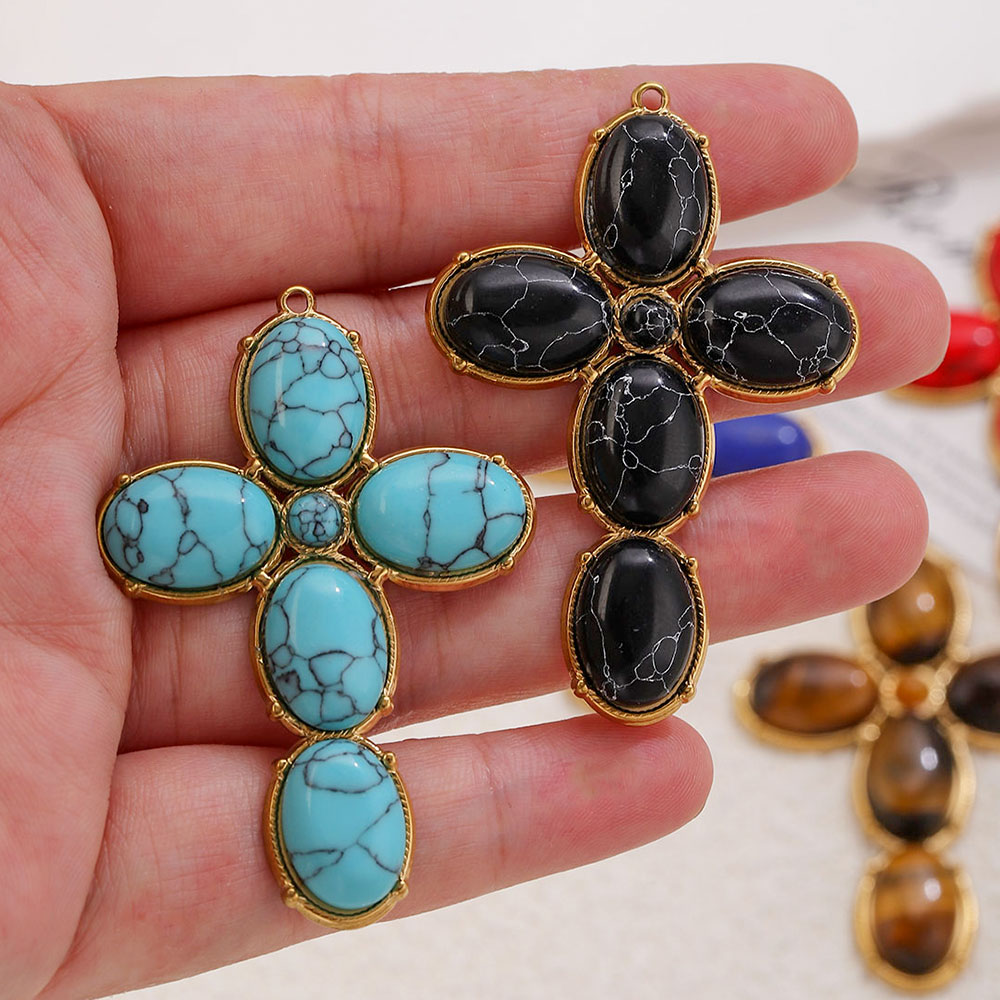 Vintage Fashion Earrings - Roestvrijstalen bedels Vintage grote kruis hanger