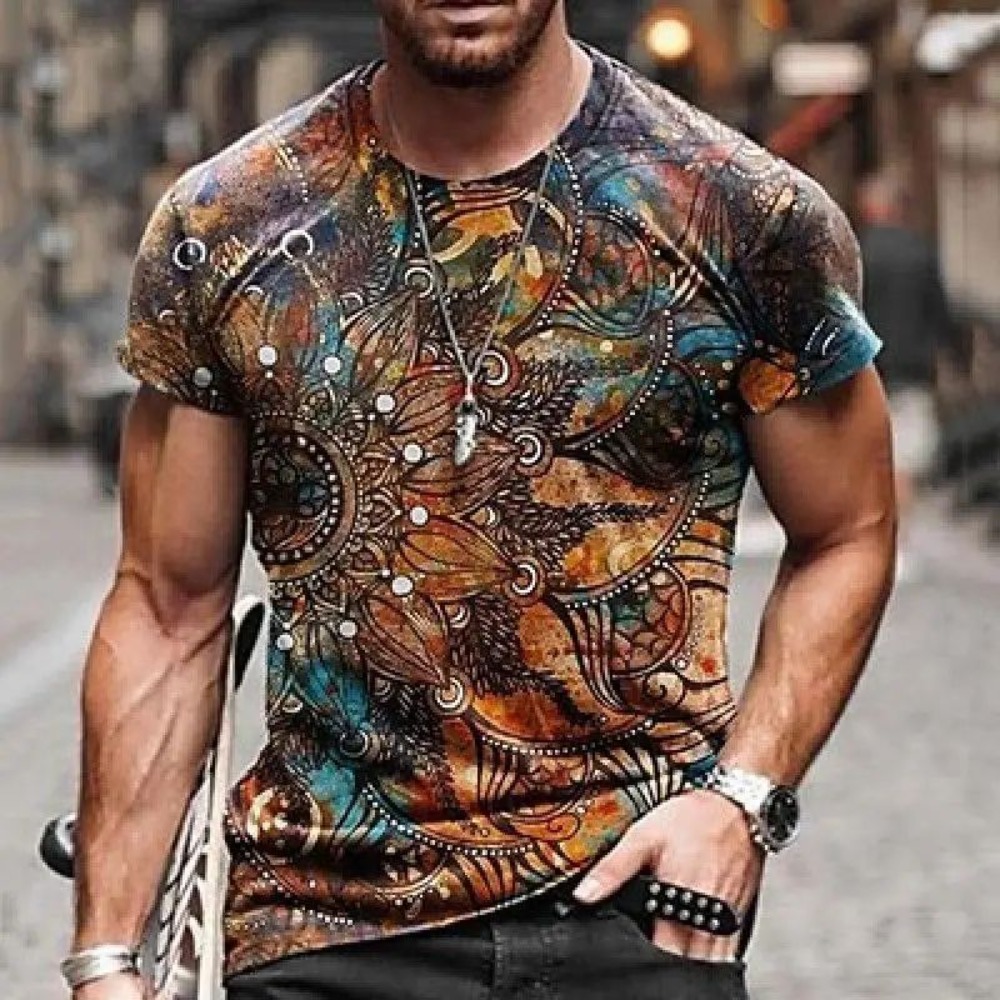 Vintage Fashion Ornaments - Vintage Mandala Bloemenprint Heren T-Shirt Retro