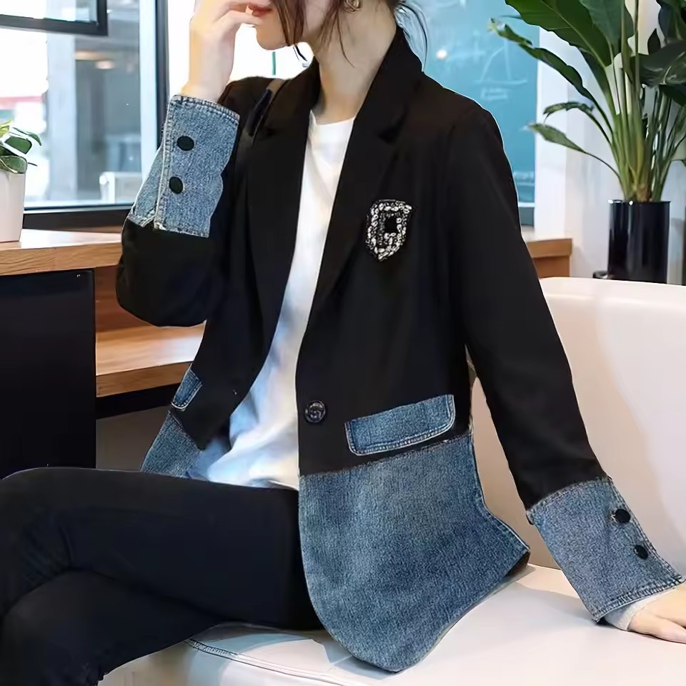 Patchwork Jean Jacket - Mode patchwork jeans jasje dames 2025,