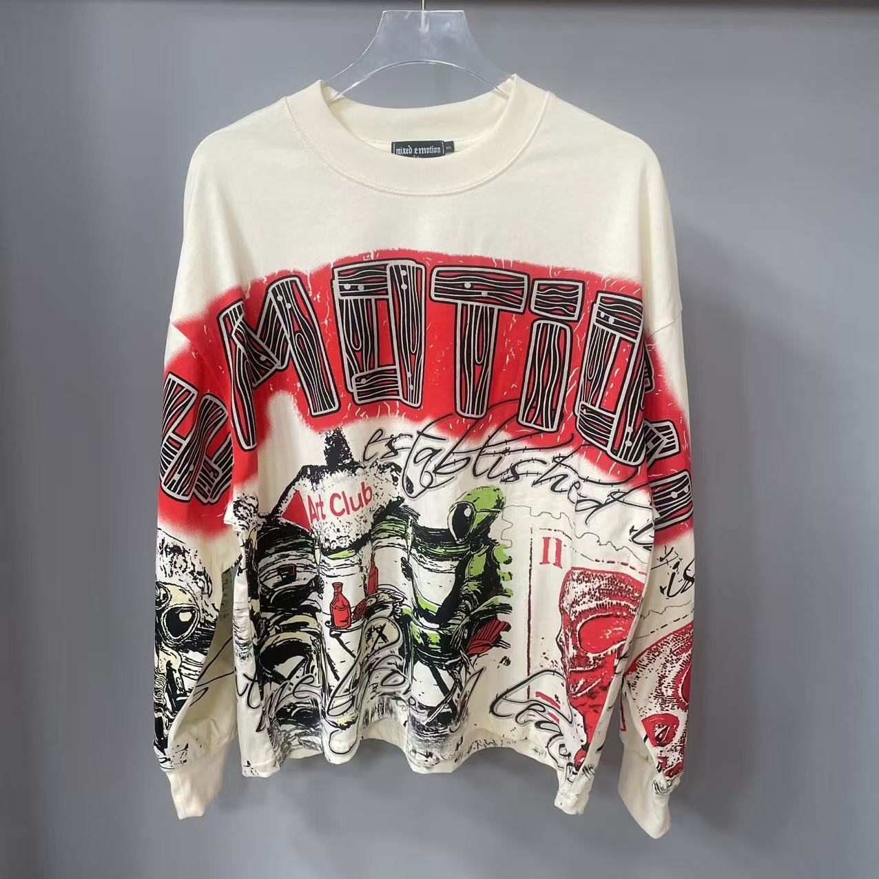 Vintage Fashion Designers - Hoogwaardig designer MIXED-EMOTION T-shirt met lange