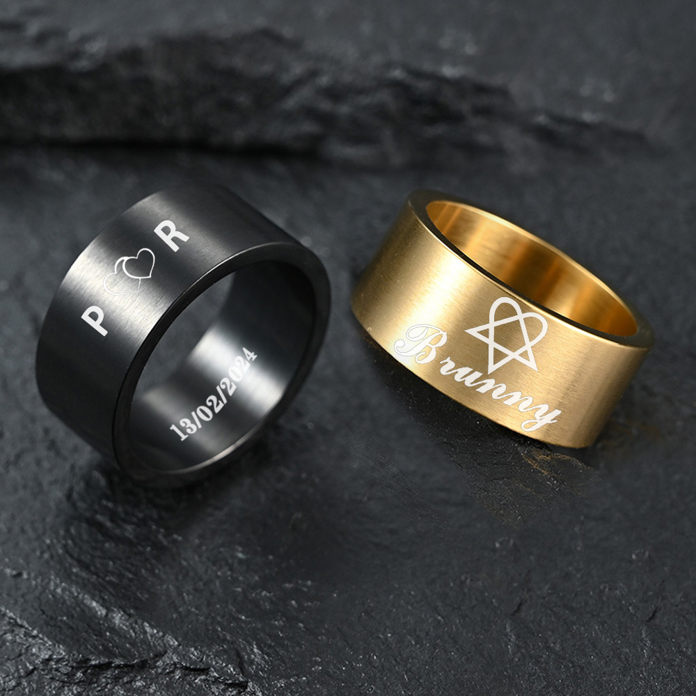 Vintage Fashion Rings For Women - Gepersonaliseerde roestvrijstalen ring met afgeschuinde rand