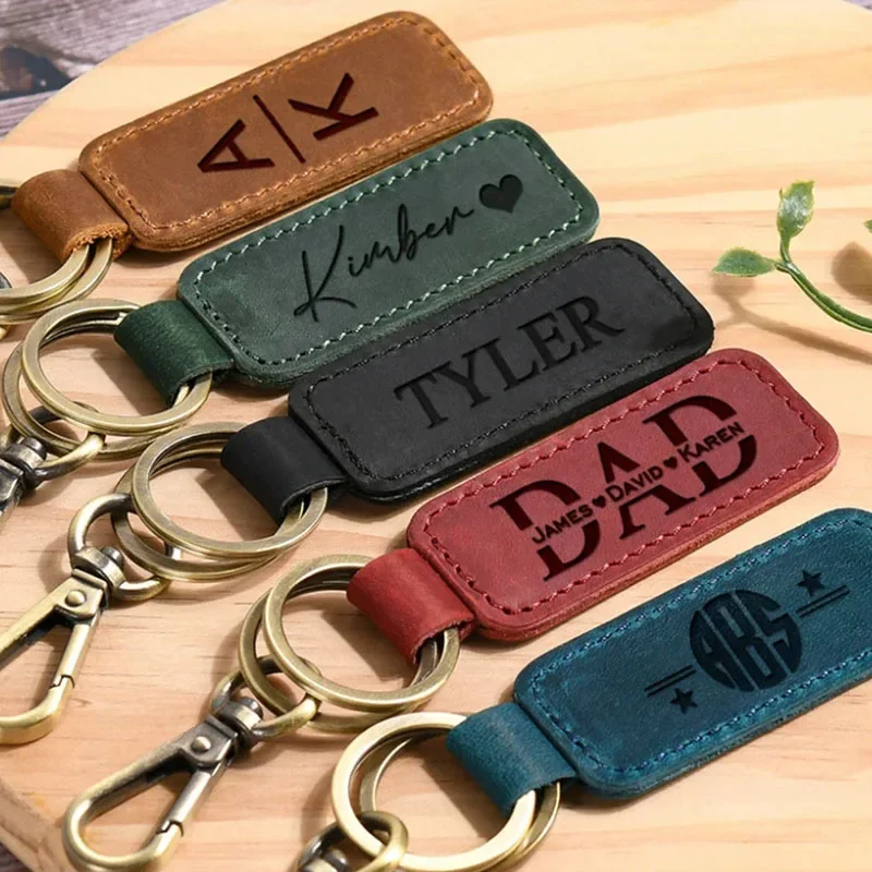 Vintage Fashion Rings - Laser aangepast logo lederen sleutelhanger graveren