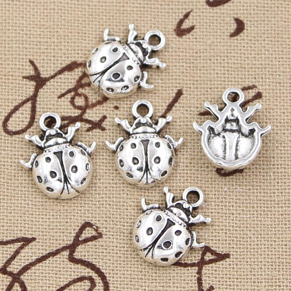 Vintage Fashion Bug - 12Pcs Charms Lieveheersbeestje Bug 16X14Mm Antieke
