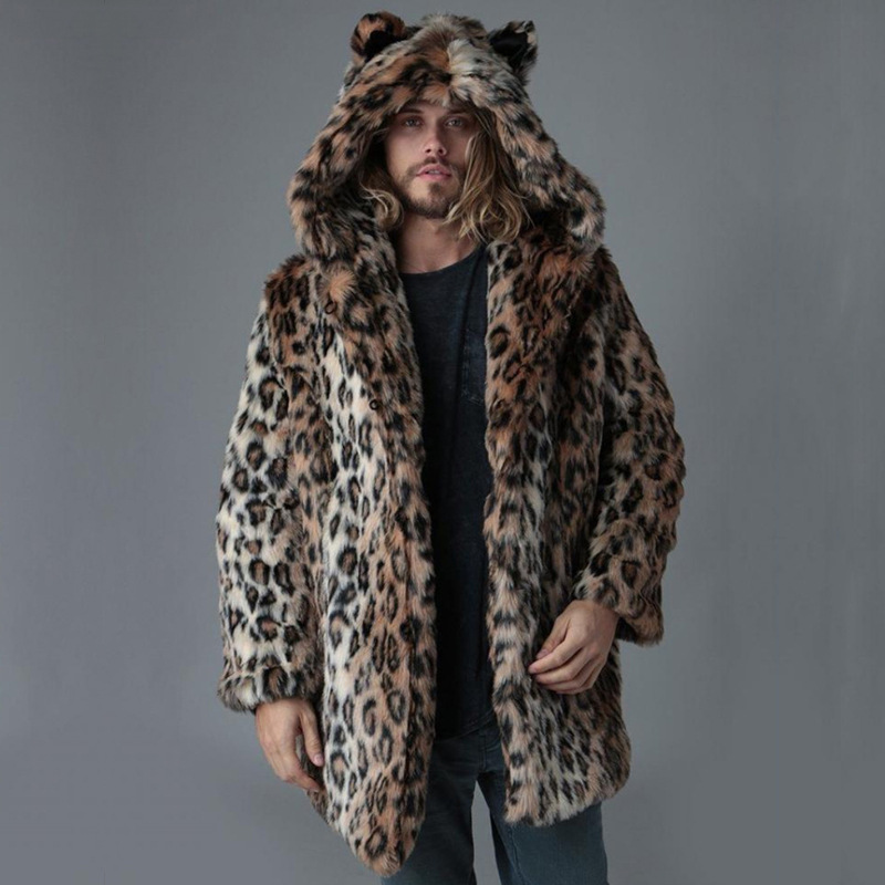 Vintage Fashion Jacket - Mannen namaakbont jas winterjas dikke capuchon