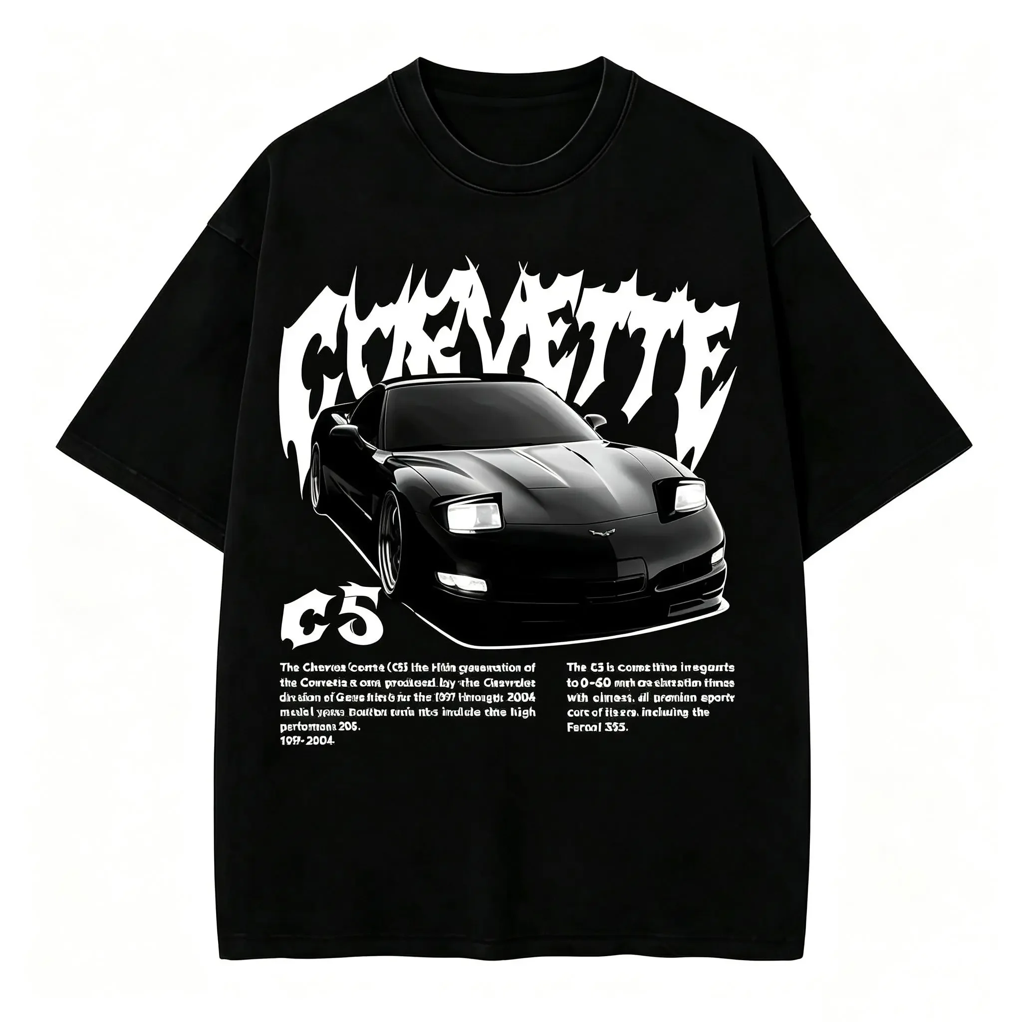 Vintage Fashion Las Vegas - Corvette C5 T-shirt, retro-auto-print, Y2K streetwear-shirt