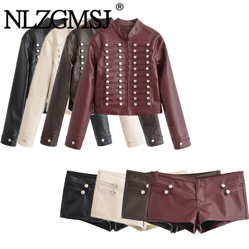 Vintage Fashion Jacket - NLZGMSJ 2026 Herfst Vintage vrouwen Kunstleer