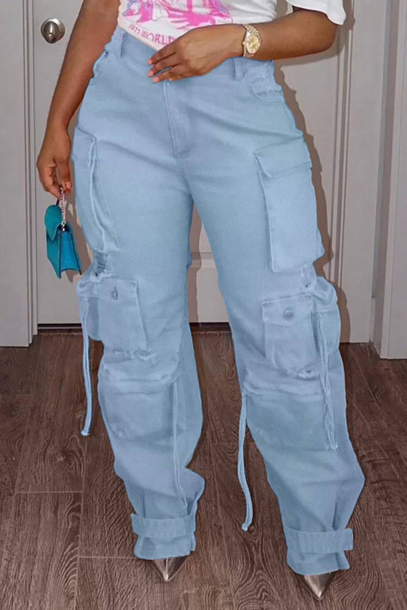 Vintage Fashion Plus Size - Plus Size Cargo Denim Jeans Zakken