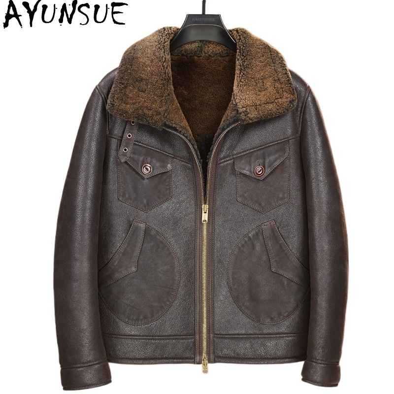 Vintage Fashion Jacket - AYUNSUE 100% Natuurlijke Bontjas Man High-end