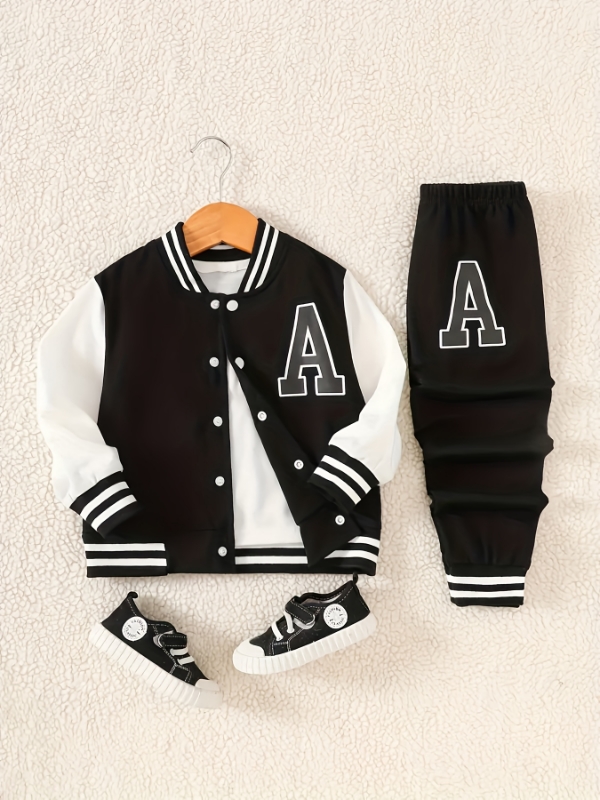 Tweedelige set met zwart-witte - Varsity Jacket Wool recensie en prijs