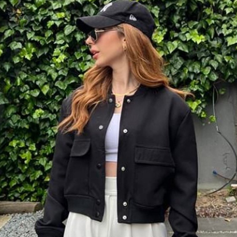 HXAO Dames Bomberjack Crop Zwa - Varsity Jacket Wool recensie en prijs