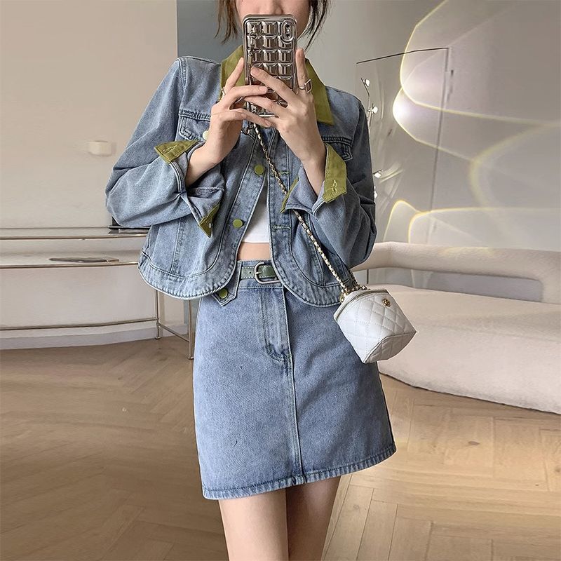 Denim jassen minirokken tweede - Patchwork Jean Jacket recensie en prijs
