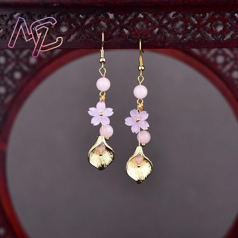 Roze natuurlijke jade bloem oo - Vintage Fashion Earrings recensie en prijs