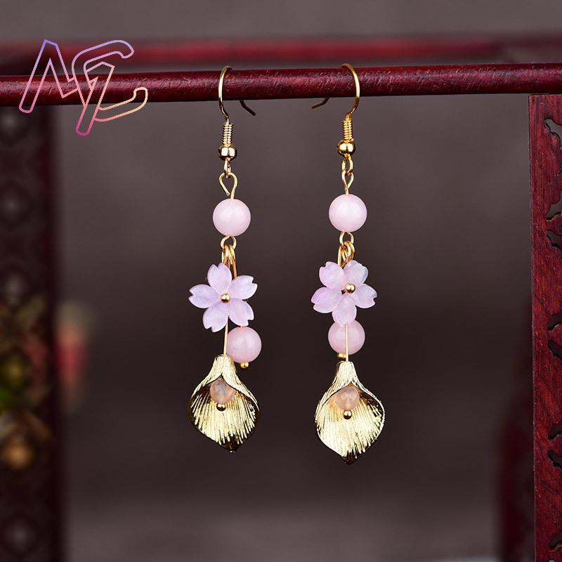 Roze natuurlijke jade bloem oo - Vintage Fashion Earrings recensie en prijs
