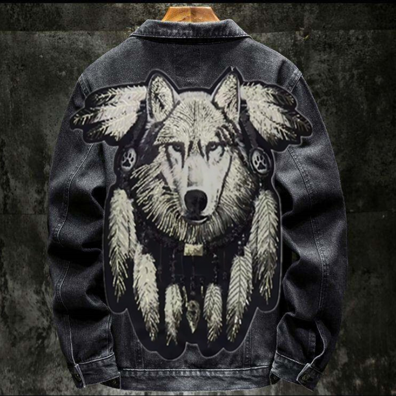 Amerika Vintage Zware Wolf Geb - Patchwork Jean Jacket recensie en prijs